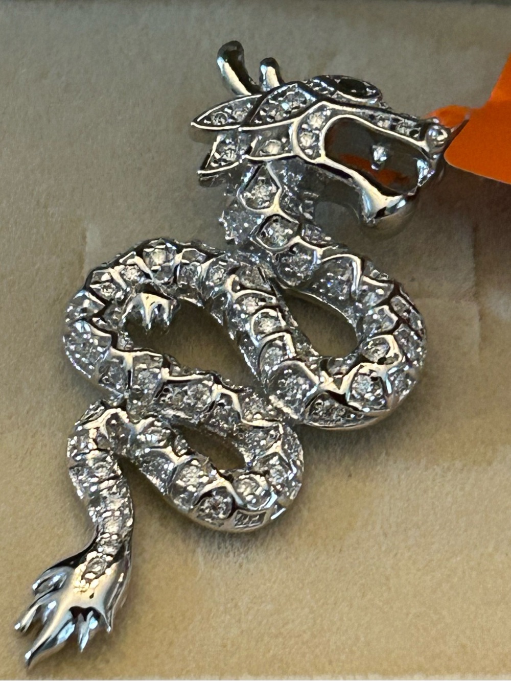 Men’s 2.00CTW Moissanite 925 Sterling Silver Serpent Snake Pendant